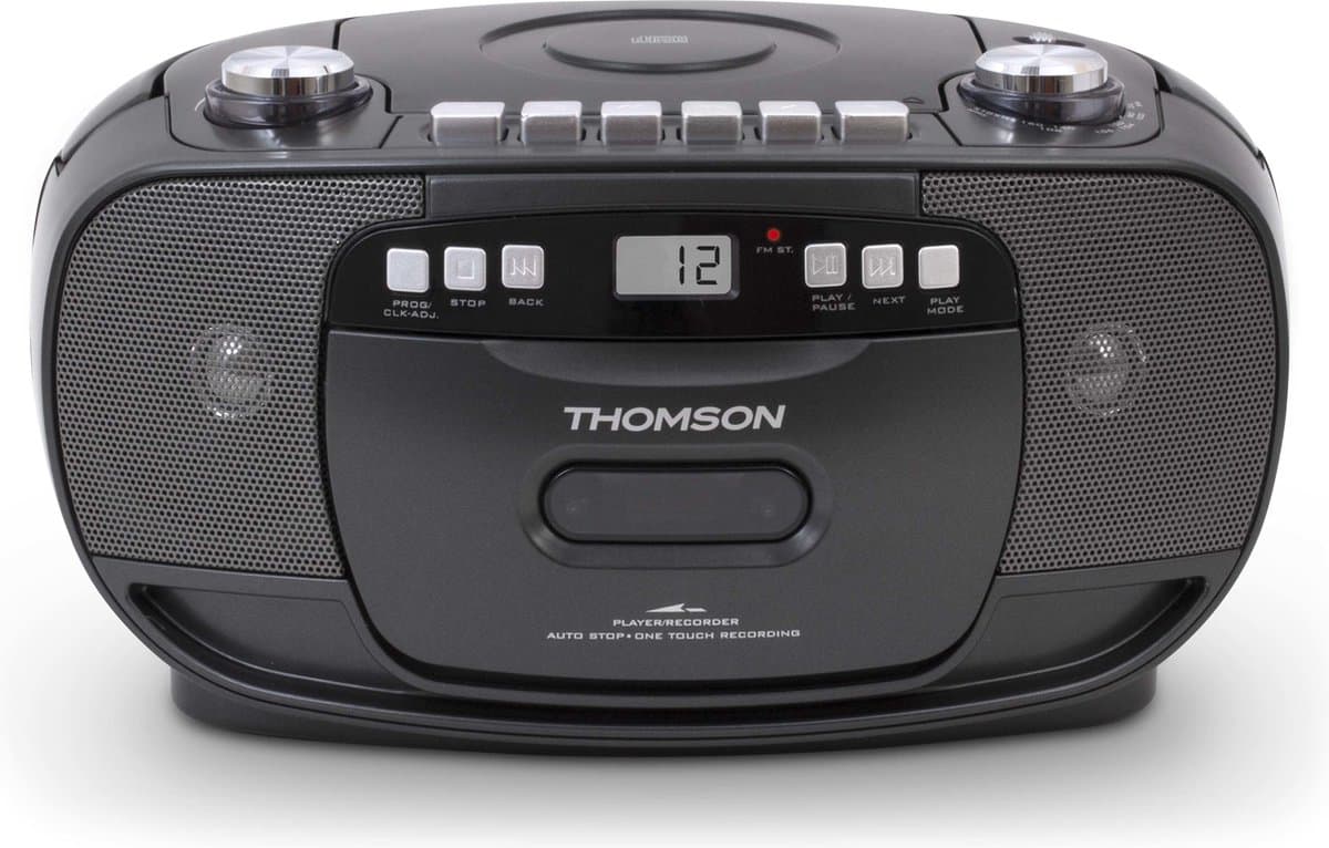 Thomson RK200CD FM-radio en CD Speler met Cassettedeck Recorder - Zwart — afbeelding 1