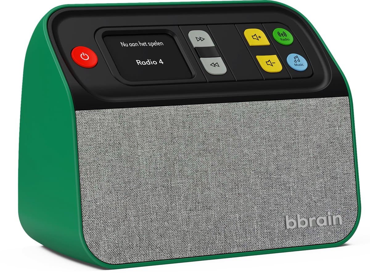 BBrain Muziekspeler - Hulpmiddelen voor ouderen met dementie - Eenvoudige DAB+ Senioren radio - Dementie radio - Zelfstandig te bieden met één knop - Groen — afbeelding 1