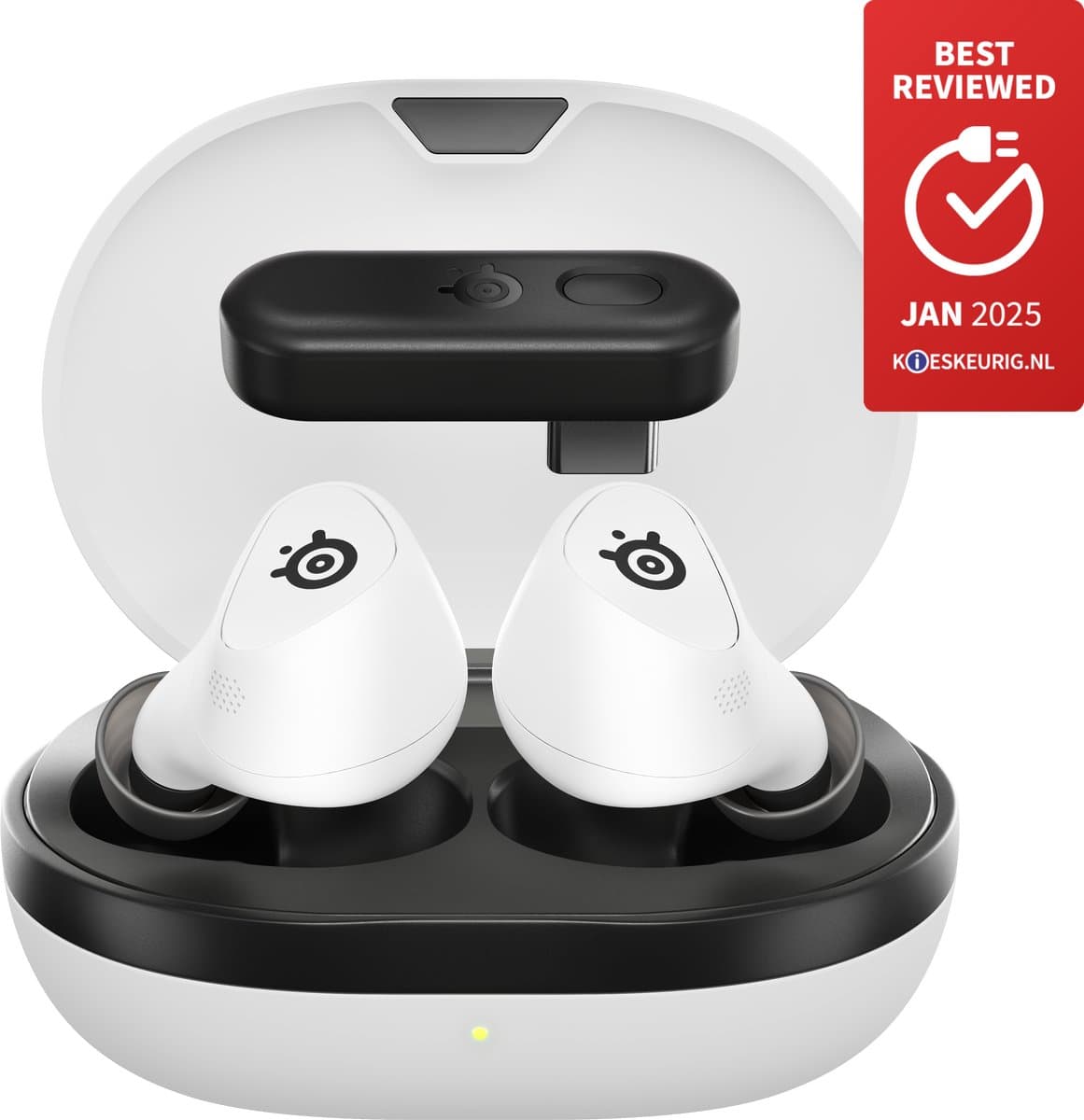 Arctis GameBuds — Actieve Noisecancellation — Mobiele app met audiopresets — 40 uur accuduur met Qi-oplaadcase — PC, Mobile & Playstation — Wit — afbeelding 1