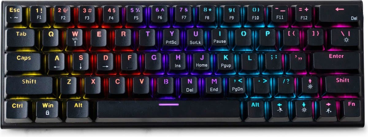 getcetera 60% Mechanisch Gaming Toetsenbord - Red Switches - RGB - QWERTY - USB-C Bedraad - Compact Zwart — afbeelding 1