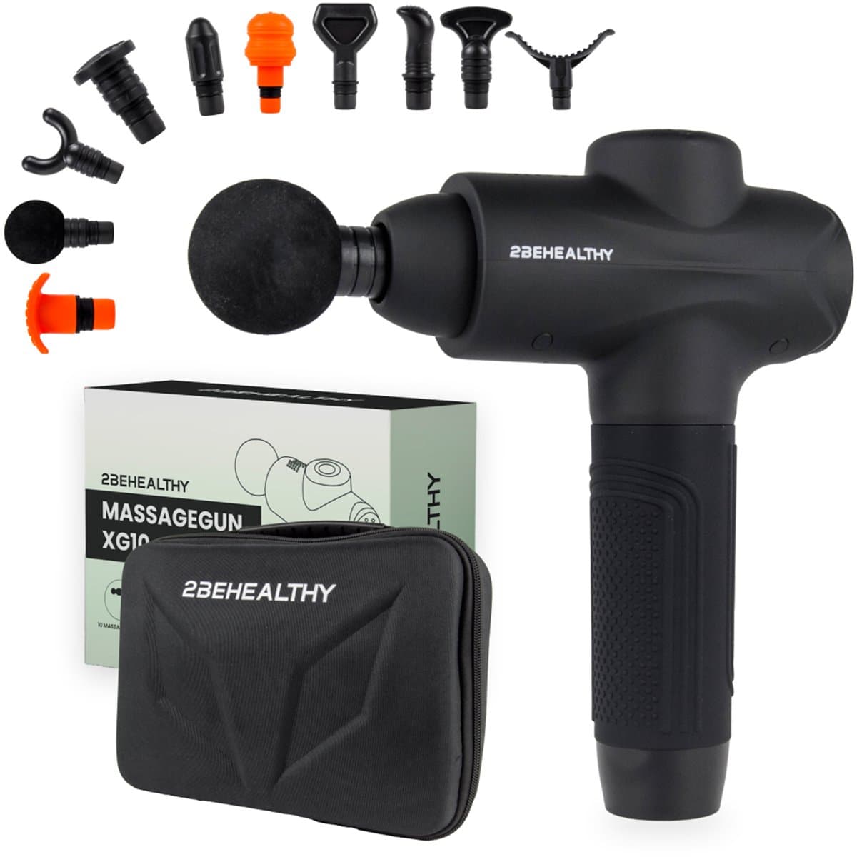 2BEHEALTHY Massage Gun Professioneel XG10 - Incl. 10 Opzetstukken - Massage Pistool - Massage Apparaat - Massagegun - Spier Massage - Spieren & Gewrichten — afbeelding 1