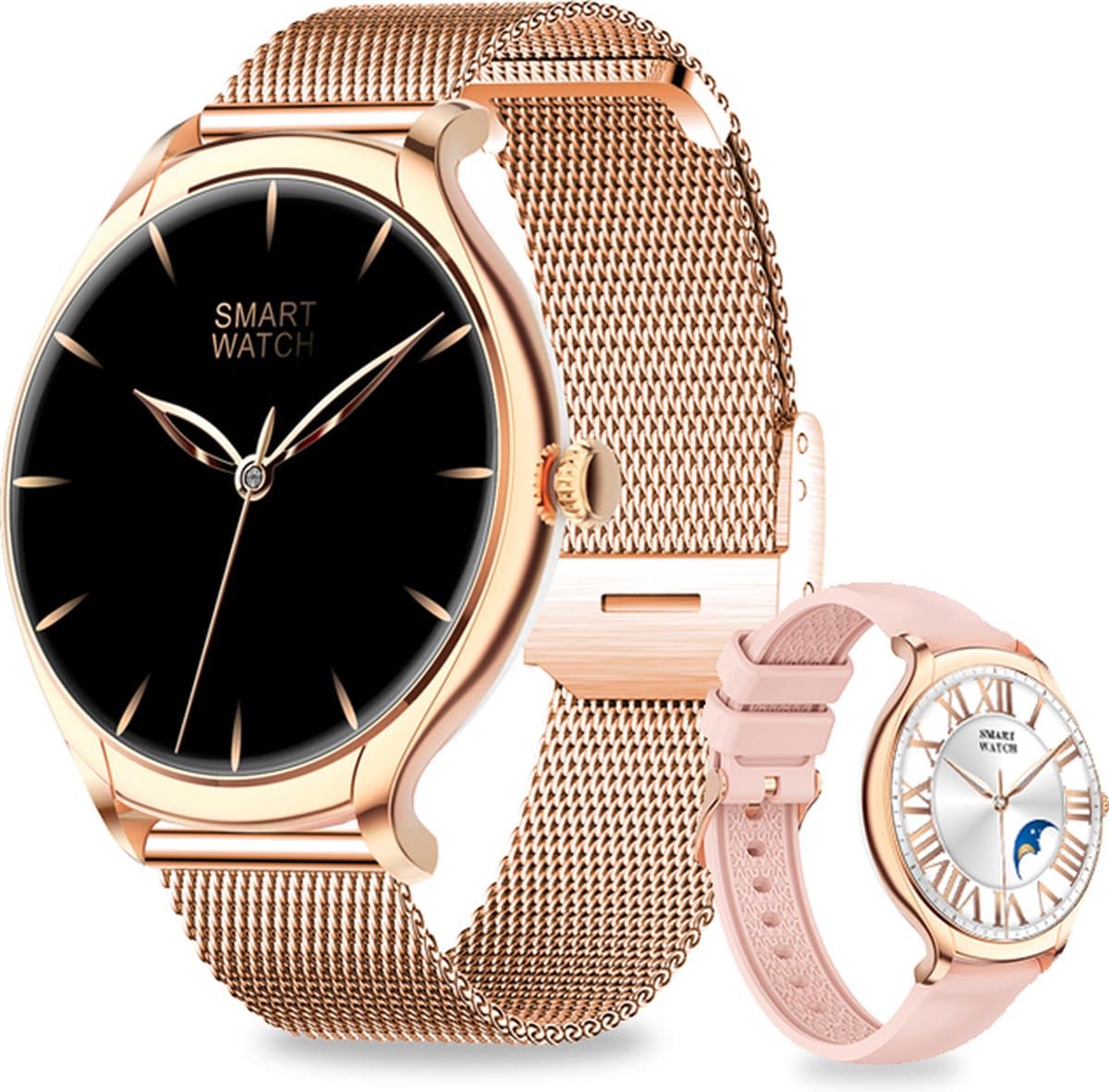 Frenkies® Smartwatch Dames Rose Goud – Stappenteller - Horloge Dames – HD Touchscreen - Activity Tracker & Hartslagmeter - Sporthorloge — afbeelding 1
