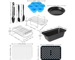 Dual Air Fryer Accessoires 10 stks Grilling Rack Dubbele Mand Air Fryer Accessoires Compatibel met Ninja Foodi AF300UK AF400UK Tower T17088 Salter Dual Zone Deep A7.6L9.6L roestvrij staal