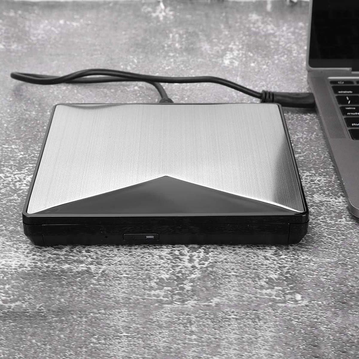 Externe CD/DVD-station - Externe Dvd Drive - Bestanden Overzetten - Aluminium Legering - 23 x 17 x 3 cm - Zilver — afbeelding 1
