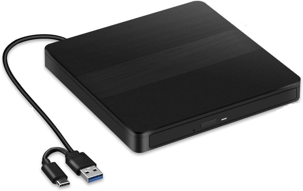 Externe DVD Brander - CD VCD Lezer - Bestanden Archiveren - USB 3.0 Type C - Slank Ontwerp - Zwart — afbeelding 1