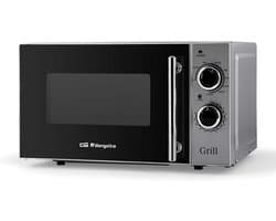 Magnetron met Grill - Oven Apparaat - Snel Eten Bereiden - Roestvrijstalen Details - 20 Liter Inhoud - Grijs