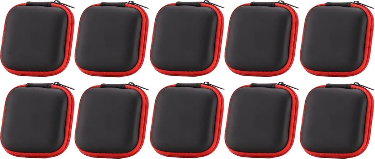 10x Oortjes Opberg Hoesje – Hardcase Etui voor Oordopjes en Laadkabels – Organizer voor Oortjes, USB-Sticks, Sleutels en Kleine Accessoires – Compact Opbergdoosje – Zwart — afbeelding 1