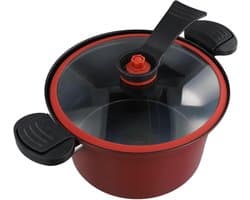 Snelkookpan - Multicooker - Snel Maaltijden Bereiden - Magnetronbestendig Ontwerp - 35 Liter - Rood