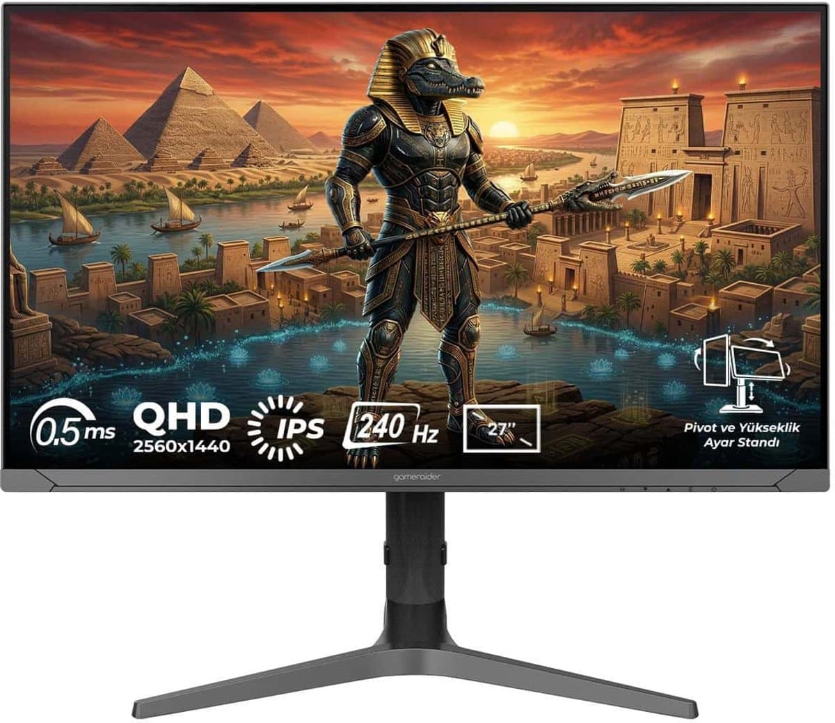 GameRaider SOBEK GR27Q24I 27 inch 240Hz 0.5ms 2K QHD Adaptive Sync IPS Pivot Gaming Monitor — afbeelding 1
