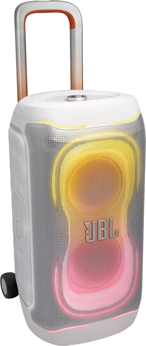 JBL PartyBox 330 - NIEUW - Draadloze Bluetooth Party Speaker – Op Wielen – Uitschuifbare Handgreep - Spatwaterdicht - LED verlichting - 18 uur - Wit — afbeelding 1