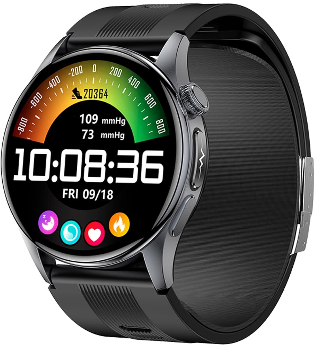 WizBay Premium Select® Smartwatch 1.43 inch AMOLED – Bloeddruk met Luchtpomp - Glucosemeting - ECG EDA Stressmeting Hartslag - Zwart SpO2 Slaapmonitoring – AI Voice - Bluetooth Bellen – Sportmodi – iOS & Android — afbeelding 1