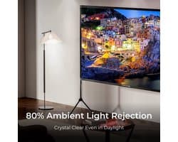 Beamer - Projector - Mini Projector - Full HD Native 1080P - met 120-inch E-ALR Projectorscherm & Stand – Outdoor Camping & Home Theater – EU Plug