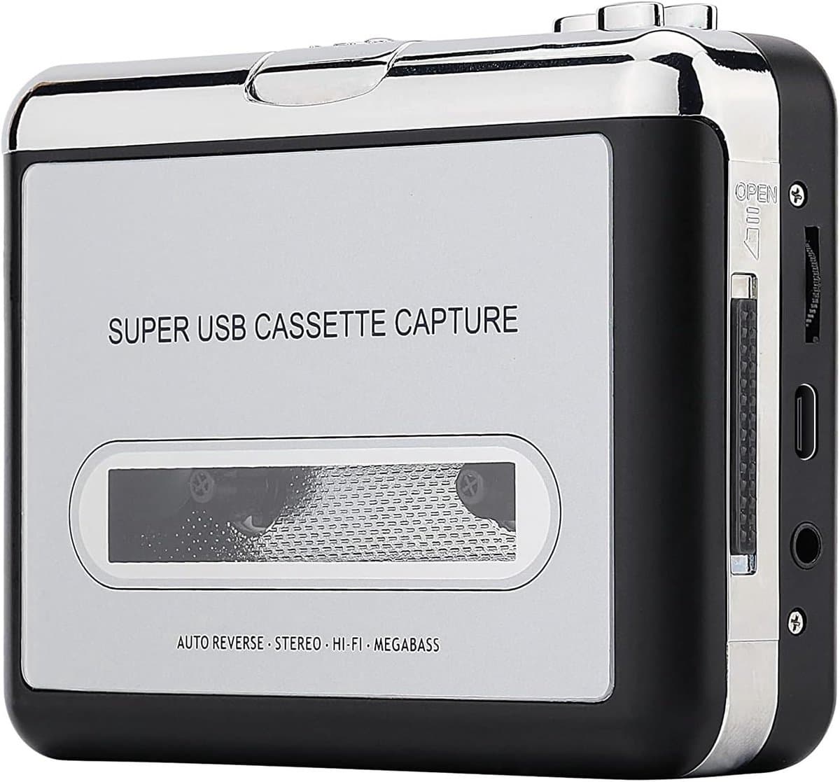 Draagbare Walkman - Cassette Speler - Cassette naar MP3 Converter - USB - Zilver/Zwart - Walkman - Audio Digitizer - Tape Player - Auto Reverse - Hi-Fi - Megabass — afbeelding 1