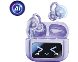 M100 - Open Ear Oortjes - Oortjes Draadloos - Sport Oordopjes - AI vertaalfunctie - 5.4 Bluetooth - Clip On - Hardlopen - 48 uur - Spatwaterdicht - XP67 - Oorclips - Paars