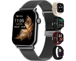 Siltcon® Seréa Smartwatch Dames - Smartwatch Heren - Horloge Dames - Stappenteller Horloge Dames - Hartslagmeter - Slaapmonitor - Saturatiemeter - Belfunctie - Geschikt voor iOS/Android - AMOLED - RVS - Elke pols - Incl. 5 Bandjes