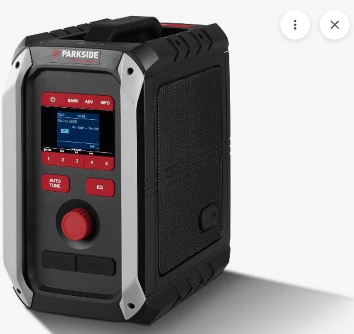 PARKSIDE PERFORMANCE® Bouwradio 20 V, 12 V, 230 V zonder accu en lader - Stroomvoorziening: stroomkabel of accu - Ontvangstgebied: DAB / DAB+ / FM / Bluetooth® — afbeelding 1