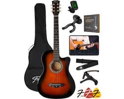 Finesse Akoestische Gitaar - met Videocursus - Western Gitaar - Gitaar Kind & Volwassenen - Sunburst