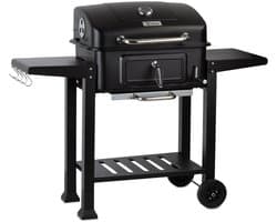 LeeuwenChoice® BBQ Pro Serie - Houtskool BBQ Wagen - Met Thermometer - Verrijdbaar met Wielen - Inclusief Zijtafels & Opbergruimte