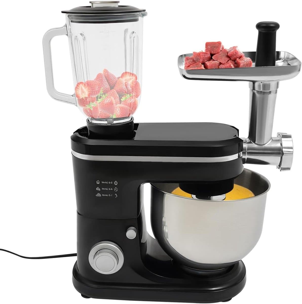 Keukenmachine Blender - Mixer Sapcentrifuge - Bakken En Mixen - 3-in-1 Functionaliteit - 6L Kom - Zwart — afbeelding 1