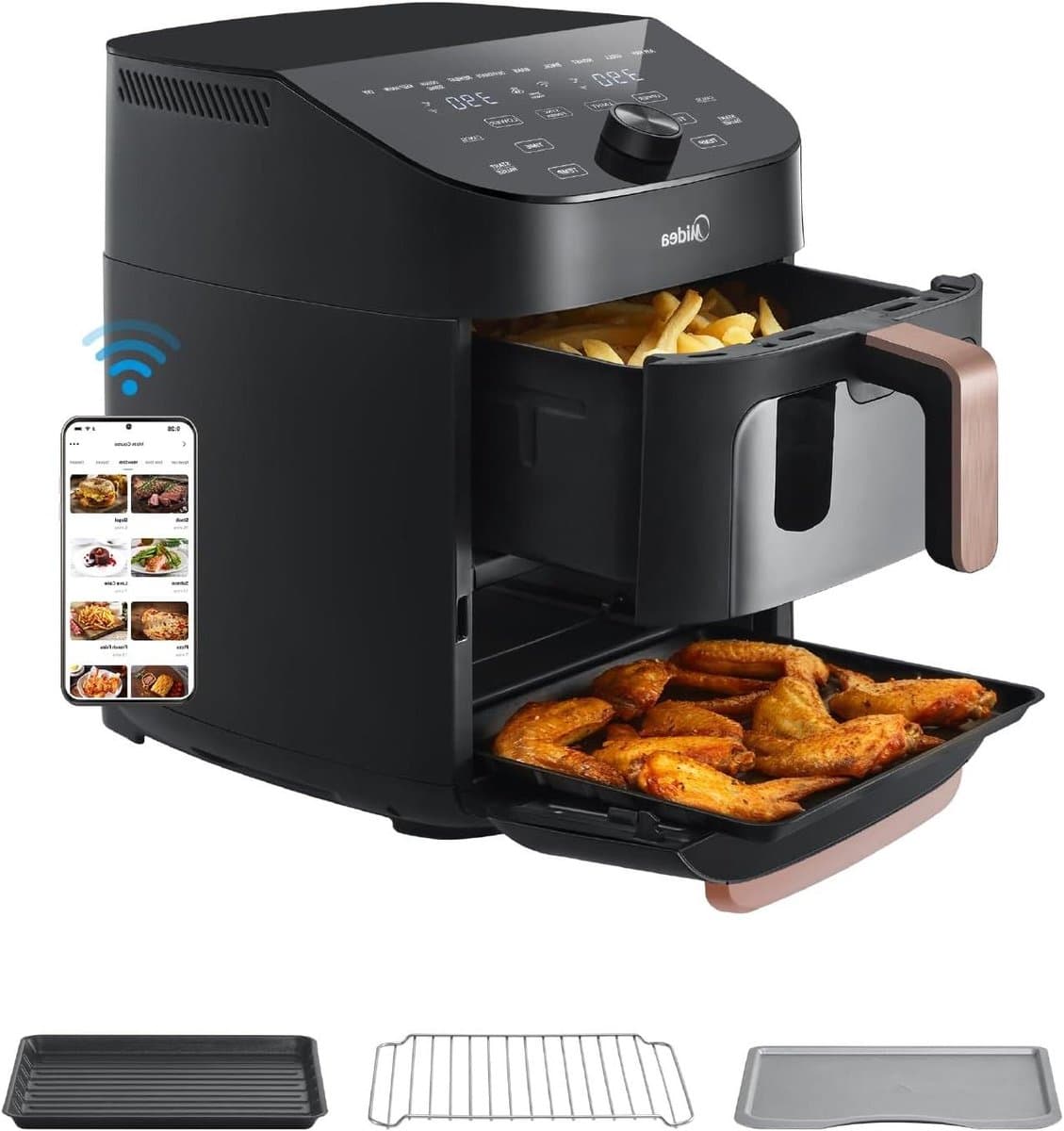 Verticale Airfryer - Dubbele Zone - Veelzijdig Koken - App Bediening - 11 Liter - Zwart — afbeelding 1
