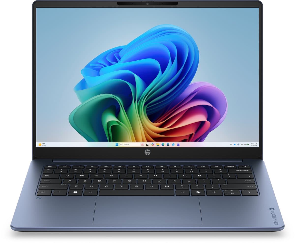 HP OmniBook 3 14-hz0716ndx - Copilot+ Laptop - 14 inch - Snapdragon X - 16GB/512GB - QWERTY - 2K OLED - Studenten laptop — afbeelding 1
