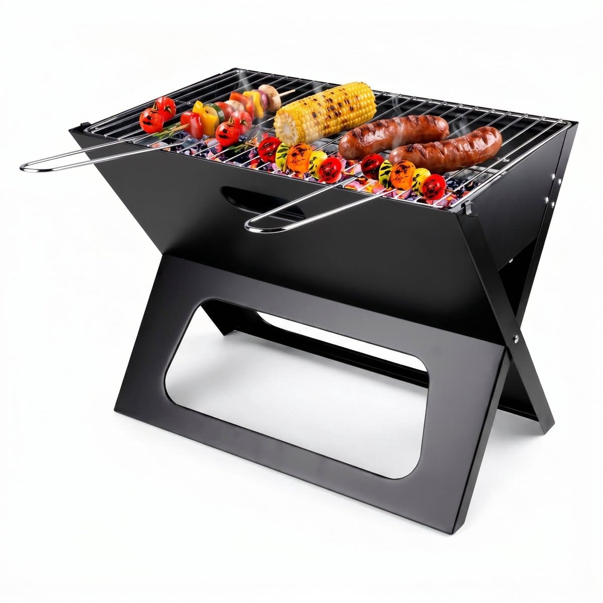 Lomera Opvouwbare Barbecue - Draagbare Houtskool BBQ - Camping Barbecue - Houtskool Grill - Inklapbaar - Picknick Barbecue - Strand Barbecue - Festival BBQ - Tafelbarbecue - Meeneem Barbecue - Houtskoolbarbecue - Park Barbecue — afbeelding 1