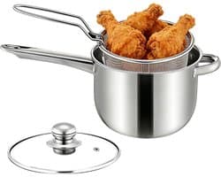 Mini Friteuse - Draagbaar Fornuis - Thuis Koken - Roestvrij Staal - 15x20x15 cm - Zilver