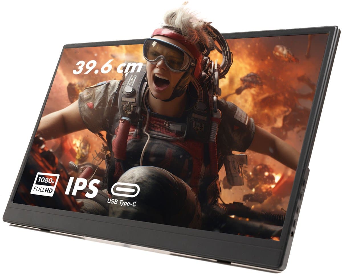 Pora&Co - IPS Portable Game Monitor - Beeldscherm 15.6 Inch - HDMI & USB-C - Full HD - Computerscherm - Draagbare Monitor — afbeelding 1