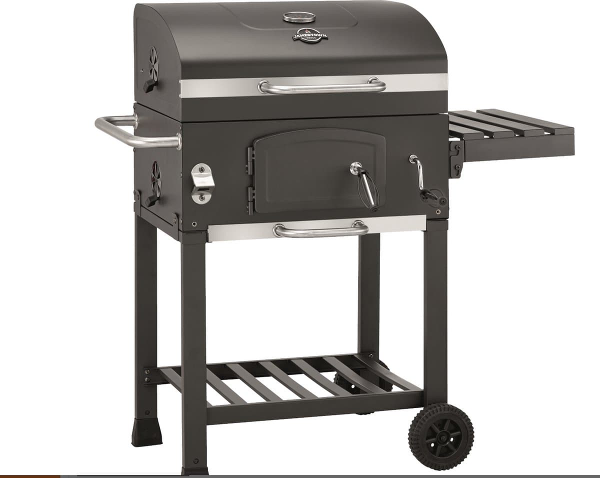 Nyvore- American BBQ Set - Jaxon - Houtskool BBQ 3 delig - thermometer & RVS afwerking - Grill oppervlakte 61,5x46 cm - Zij panelen - Zwart — afbeelding 1