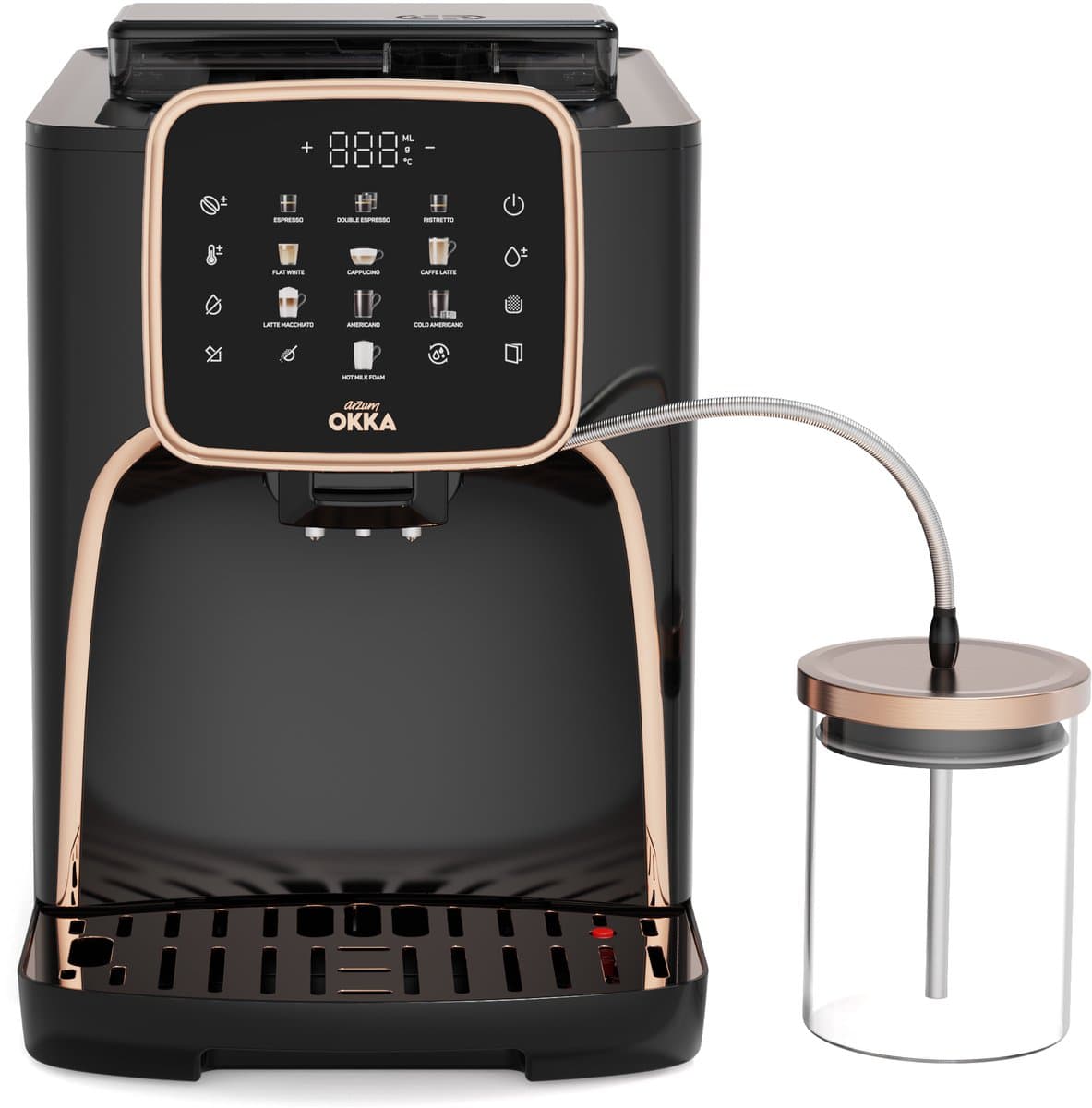 Arzum OKKA Espresso Pro M Automatische Espressomachine OK0028-0500 | Koper - 11 Koffiepecialiteiten - Touchscreen - Melkopschuimer - Verstelbare temperatuur en maalgraad - 19 bar - Kopjesverwarmer - Automatische reiniging - 1450W — afbeelding 1