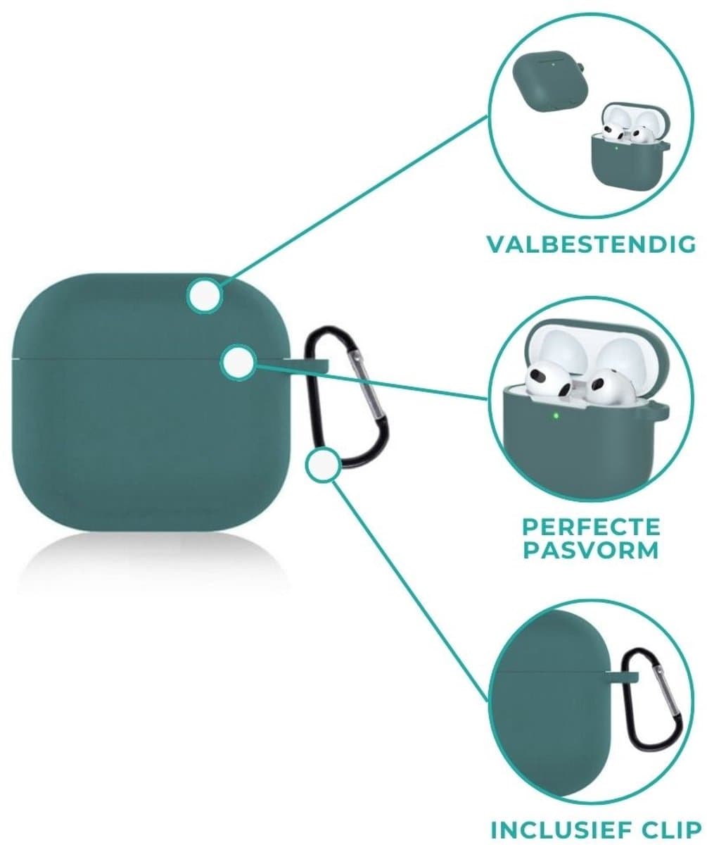 ShieldCase Siliconen Hoesje Geschikt voor Airpods 4 - Siliconen Case voor Apple Airpods 4 Case Hoesje - Donkergroen — afbeelding 1