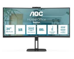 AOC V5 CU34V5CW - QHD Curved Ultrawide Monitor - USB-C - 65w - Webcam - 34 inch