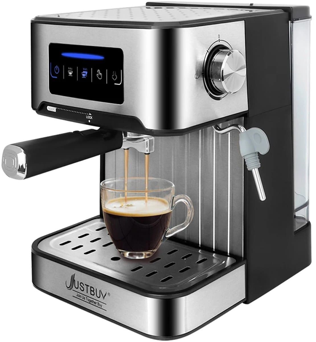Rumi Espresso Koffiezetapparaat - koffieapparaat met bonen - koffieapparaat met LCD Touch - Halfautomatische - Expressomachine met Pomp Cappuccino - koffieapparaat met Waterreservoir - koffie Reinigingsaccessoires - Expessomachine - — afbeelding 1