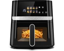 Puluomis Airfryer 6,5L – Heteluchtfriteuse – PFAS-vrij - 1350W – 8 Programma’s – Digitaal Display - Je kunt tot 2000 gram friet per keer frituren