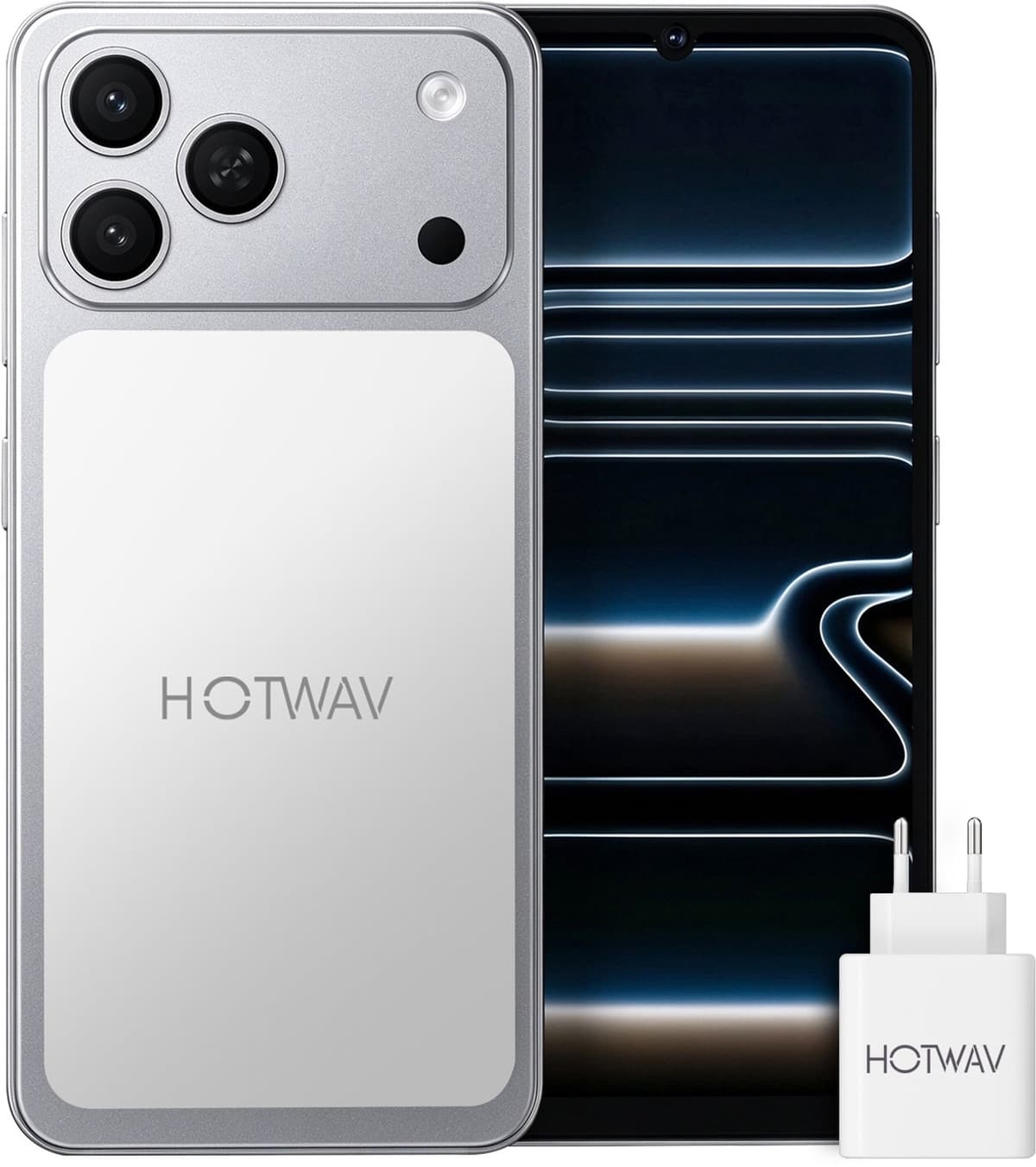 HOTWAV A17 Pro Max smartphone met Android 16 - 4 GB+128 GB opslag - mobiele telefoon 5160 mAh - Goedkope smartphone - Zilver — afbeelding 1