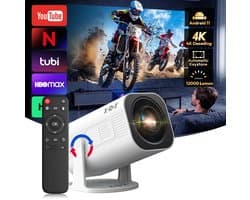Chelsey-store - Projector 300 ANSI 4K Mini Beamer - Projectiegrootte van 101,6 - 304,8 - Ideaal voor Thuisbioscoop - Compact Design - HDMI en USB Poorten - 4K Mini Beamer met Android 11 - Wit/Zwart
