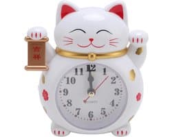 Lucky Cat Alarmklok Chinees Lucky Cat Table Clock Cute Cartoon Clock Decoratie Ornament voor Kinderkamer Kinder Slaapkamer (YF2025B)
