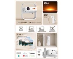 Beamer Draagbare Mini - 1500 Lumen Helderheid - 1080p Resolutie - LCD Scherm - Voor Thuisbioscoop En Presentaties