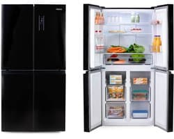 PRIMO PR182MD Koelvriescombinatie – Amerikaanse Koelkast – 4 deuren – No Frost - Energieklasse C – 362 liter (237 + 125) - Zwart