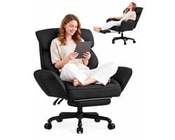 Dowinx Gamingstoel Zwart – Ergonomische Bureaustoel met Massage, Pocketvering en Verstelbare Functies – PU Leer – Grote Game Stoel