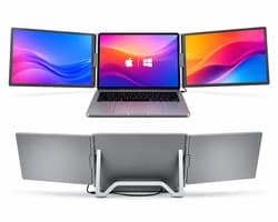 Portable Monitor - Draagbare Monitor 2x 16 Inch - 1920x1200P - One Cable Solution - Tri Screen Laptop scherm Uitbreider - Extra scherm Laptop - Plug and Play - Gaming - Luvara
