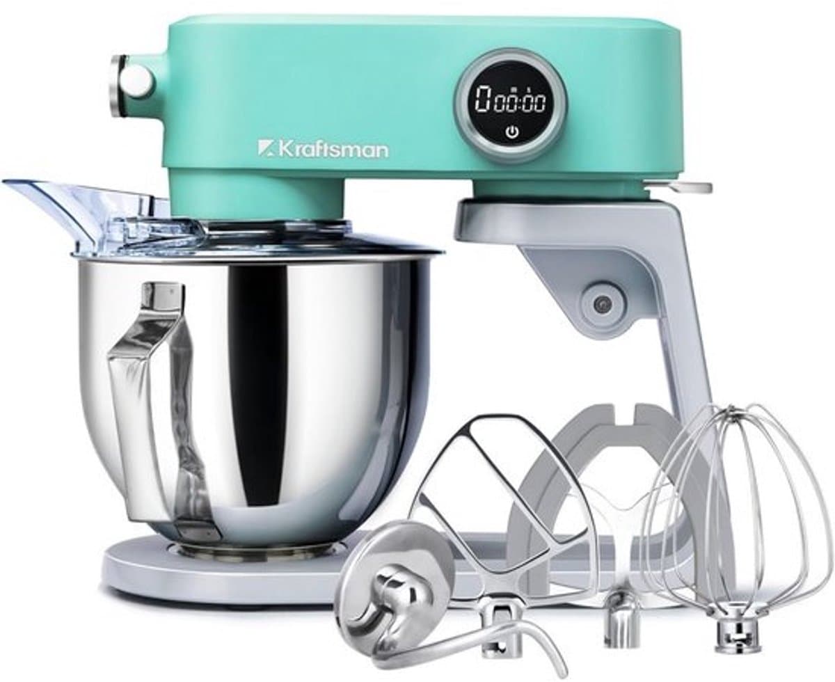 Krachtige Metalen Keukenmachine 5L - 8 Snelheden & Timer - Inclusief Garde, Deeghaak & Mixer — afbeelding 1
