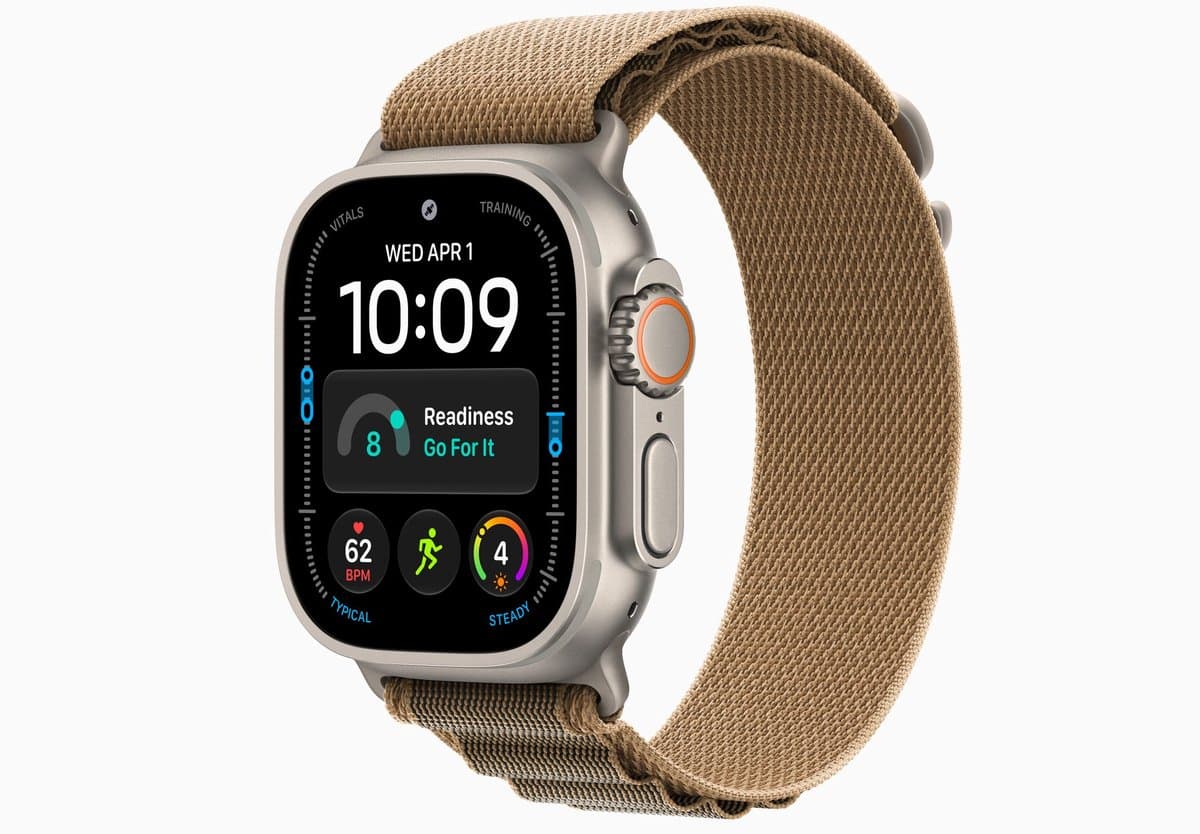 APPLE Watch Ultra 4 GPS + Cellular 49mm Natural Titanium Case - Desert Alpine Loop - L Smartwatch Natural — afbeelding 1