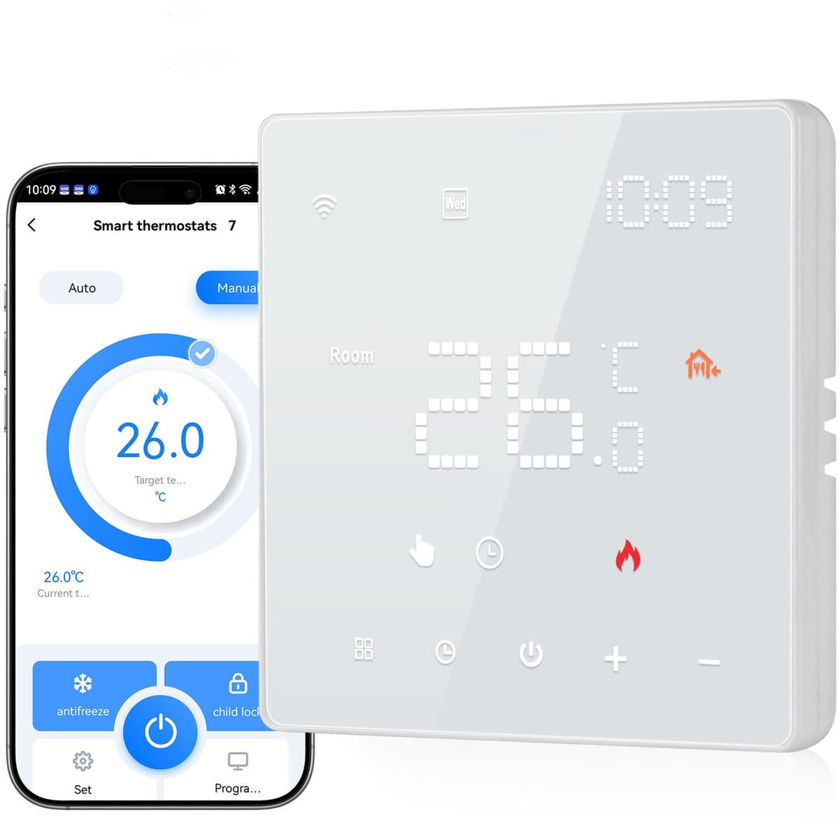 CONENTOOL WIFI Slimme thermostaat voor waterverwarming - LED - 3A - Wit — afbeelding 1