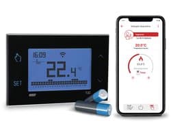 Thermostaat met wifi-batterij VE788700, programmeerbaar voor ketel, compatibel met Alexa en Google Home, afstandsbediening app, zwart
