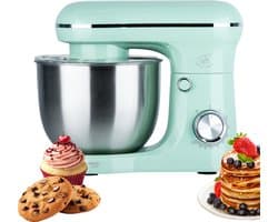 Keukenmachine Keukenrobot met Mengkom 5L - 1500W Planetair Mengsysteem - 10 Snelheden + Pulse - RVS Mengkom - Mintgroen Royal Swiss®