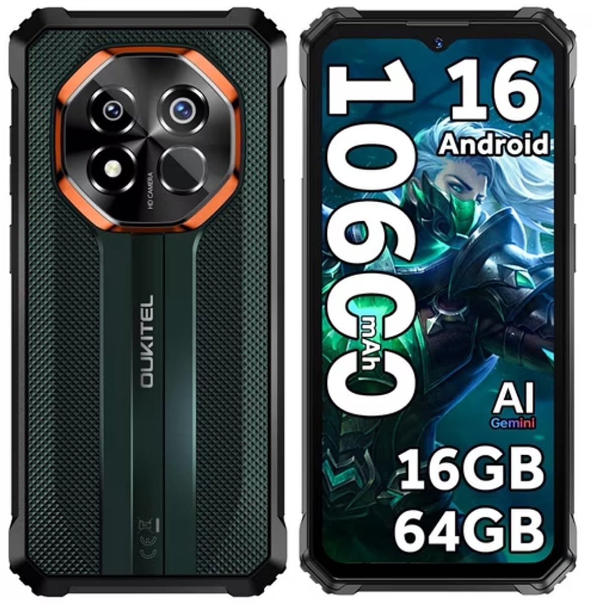 OUKITEL G7 Outdoor Smartphone Gemini AI -16GB RAM-64GB ROM-10600mAh batterij-64MP camera-Android16-4G — afbeelding 1