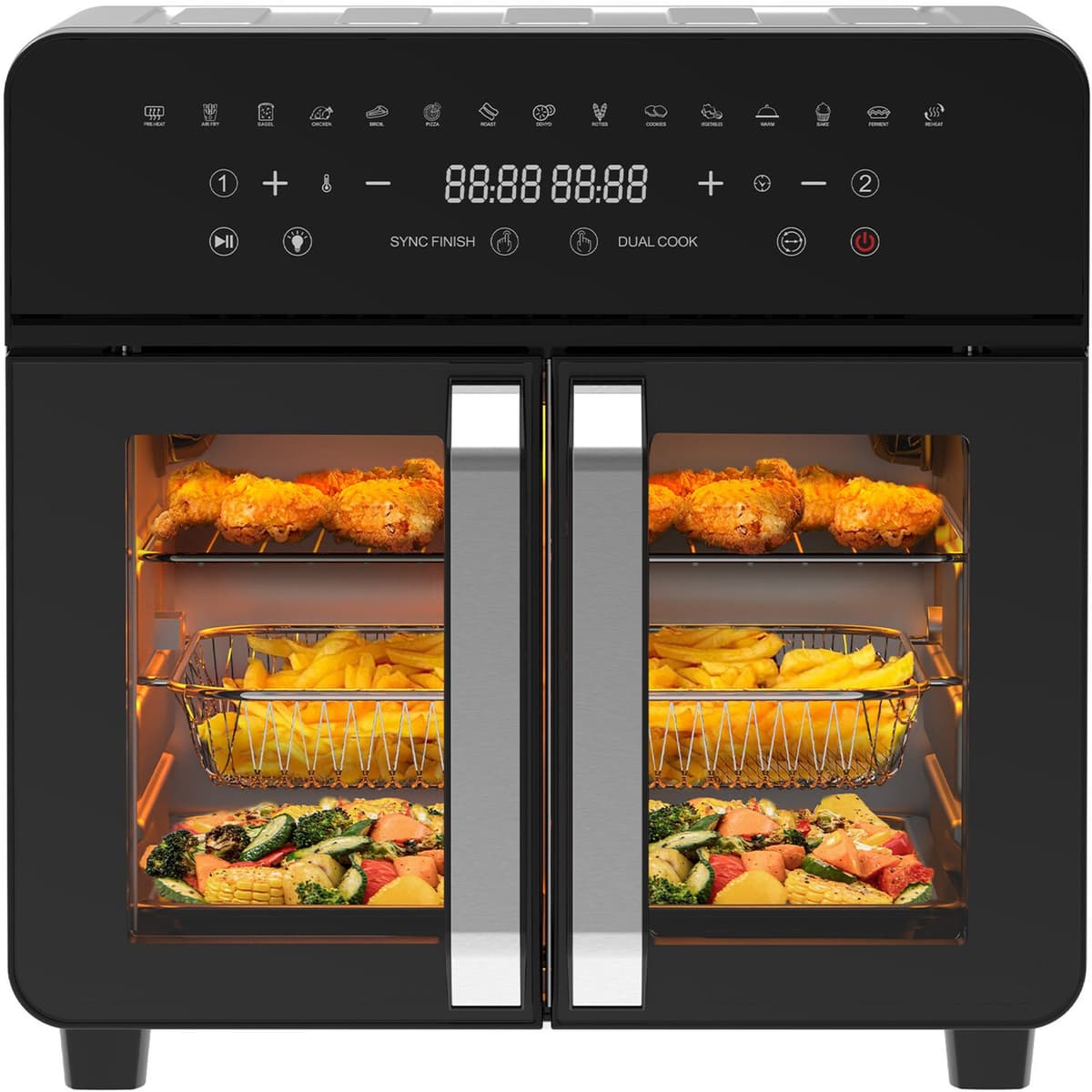Airfryer Minioven - 23 Liter - Dubbele Kookzone - Met LED-Touchscreen - 15 Programma’s — afbeelding 1