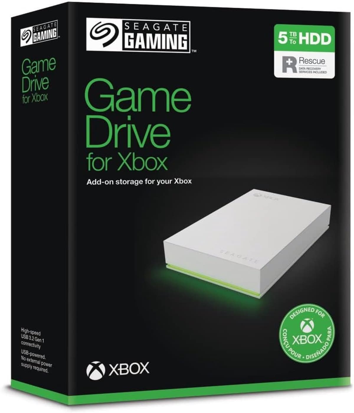 Seagate Game Drive voor Xbox Series X|S en Xbox One - Externe harde schijf - USB 3.0 - HDD - 5TB - Wit — afbeelding 1