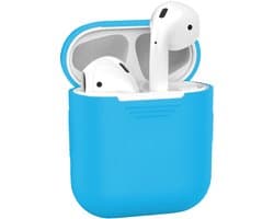Hoesje - Geschikt voor Apple Airpods 2 - Siliconen Hoes met Clip - Silicone Case Cover - Lichtblauw